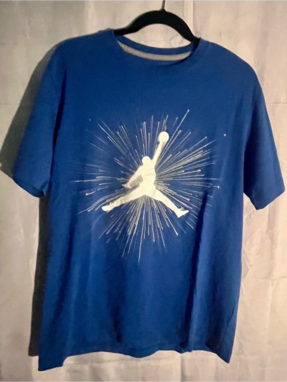 Jordan Blue Short Sleeve Tee with White Jumpman Burst